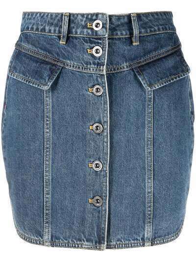Self-Portrait джинсовая юбка мини на пуговицах