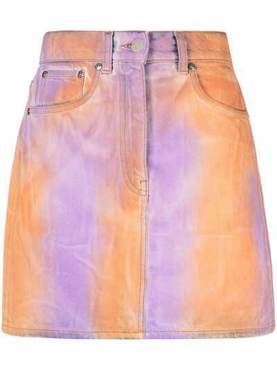 MSGM джинсовая юбка с принтом тай-дай
