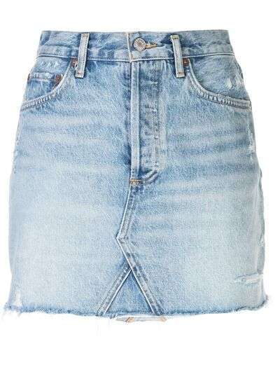 AGOLDE джинсовая юбка с бахромой