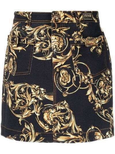 Versace Jeans Couture джинсовая юбка с принтом Baroque
