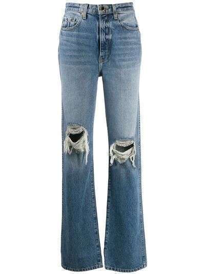 KHAITE джинсы прямого кроя с завышенной талией и прорезями