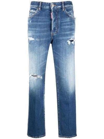 Dsquared2 прямые джинсы с эффектом потертости