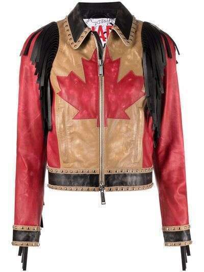 Dsquared2 куртка Maple Leaf с заклепками и бахромой
