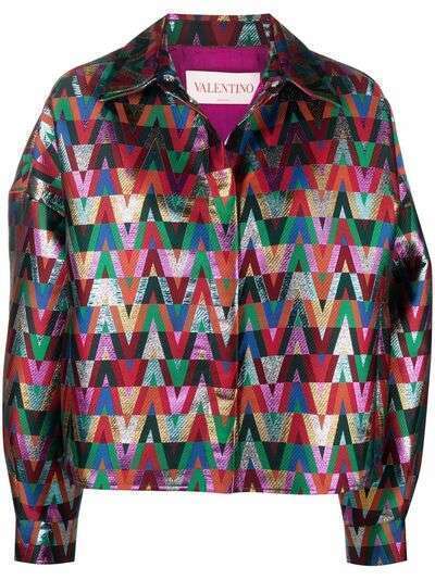 Valentino укороченная куртка с принтом Optical V