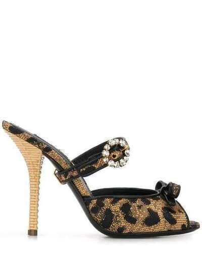 Dolce & Gabbana мюли с леопардовым принтом и пряжками CR1008AX888
