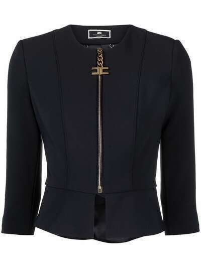 Elisabetta Franchi logo-zip fitted jacket