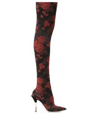 Dolce & Gabbana ботфорты с жаккардовым узором с розами CU0439AV255