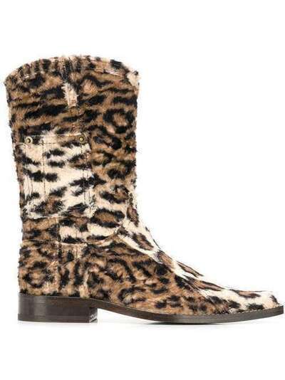 Martine Rose ковбойские ботинки с леопардовым принтом FMROWCWB108732