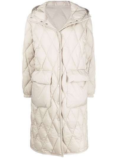 Moncler diamond-quilted hooded mid-length coat