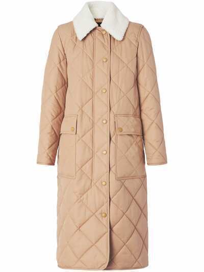 Burberry стеганое пальто длины миди
