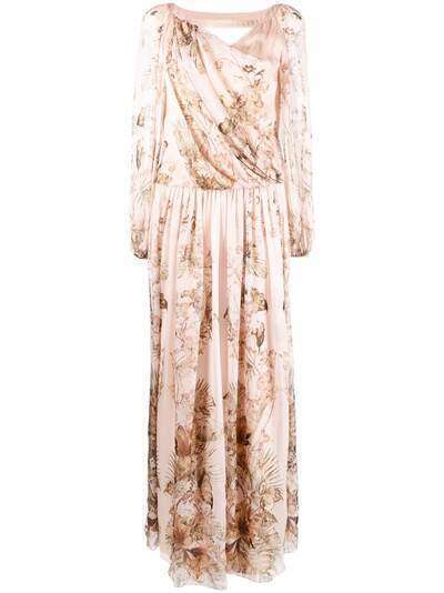 Alberta Ferretti платье с цветочным принтом и складками