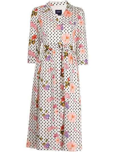 Marchesa Notte платье-рубашка с цветочным принтом
