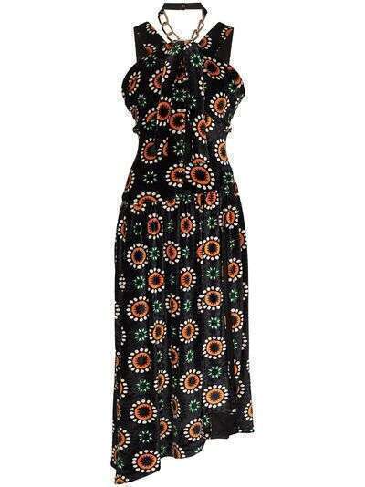 Paco Rabanne платье миди с вырезом халтер и цветочным принтом