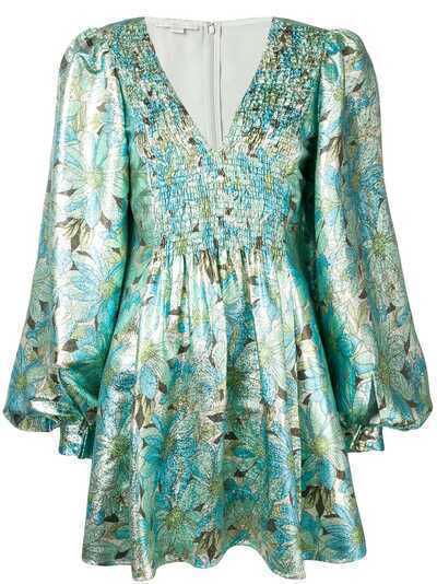 Stella McCartney платье с цветочным принтом и эффектом металлик