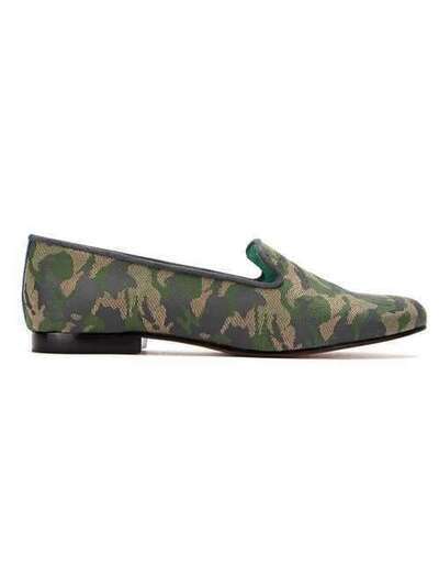 Blue Bird Shoes leather and cotton jacquard loafers LOAFERCAMUFLADOJACQUARDVERDE