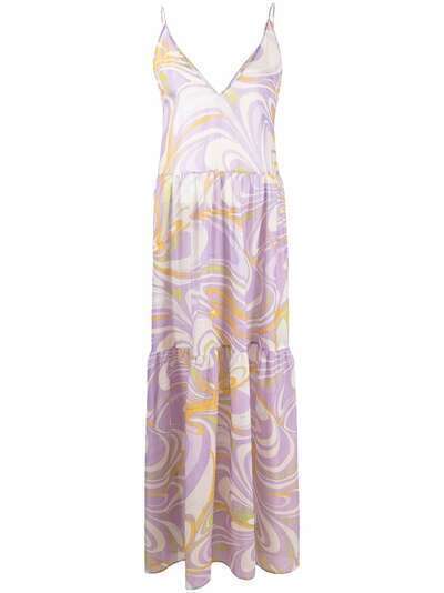 Emilio Pucci длинное платье с V-образным вырезом и принтом Onde