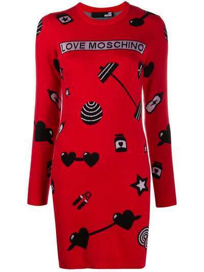 Love Moschino жаккардовое платье с принтом