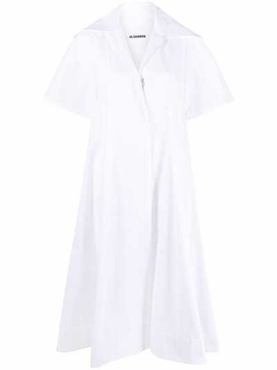 Jil Sander расклешенное платье с широким воротником