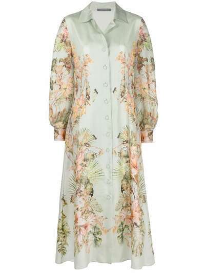 Alberta Ferretti шелковое платье-рубашка с цветочным принтом