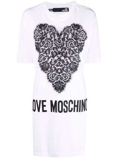 Love Moschino платье-футболка с кружевом