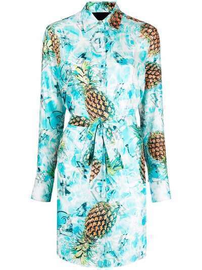 Philipp Plein платье-рубашка Pineapple Skies с поясом