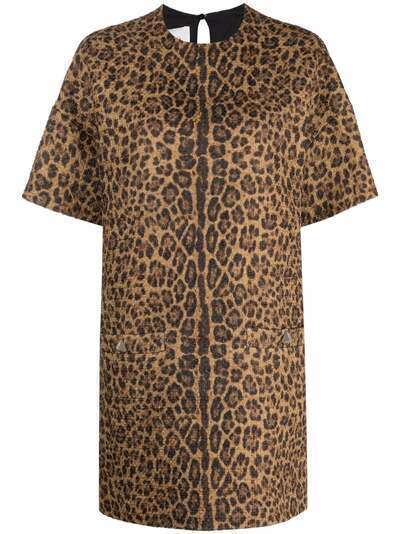 Valentino платье с леопардовым принтом и короткими рукавами