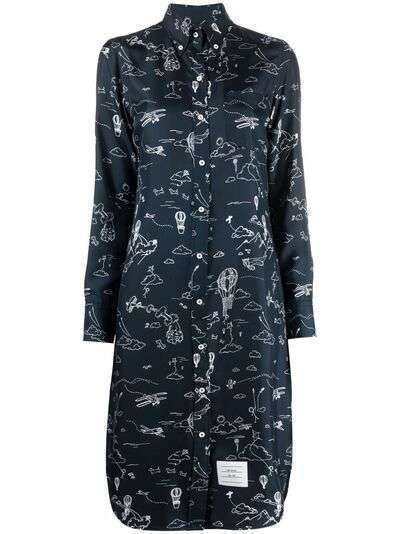 Thom Browne платье-рубашка миди с принтом