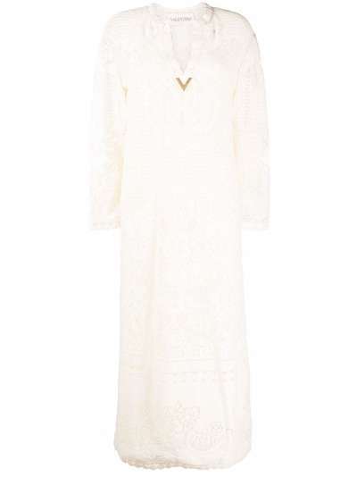 Valentino кружевное платье-кафтан