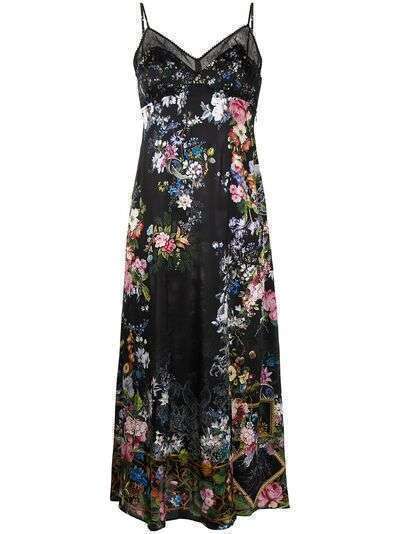 Camilla шелковое платье-комбинация с цветочным принтом