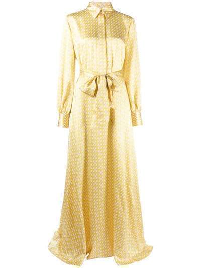 Kiton шелковое платье макси с принтом