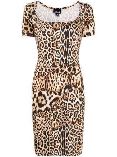 Just Cavalli приталенное платье с леопардовым принтом
