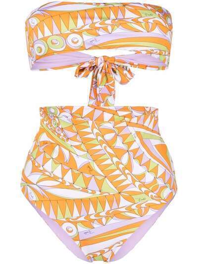 Emilio Pucci Bandierine-print strapless bikini