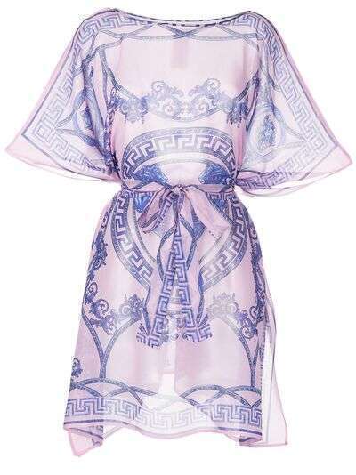 Versace шелковое платье с принтом Barocco