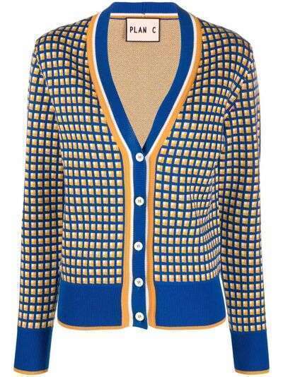 Plan C checked knitted cotton cardigan