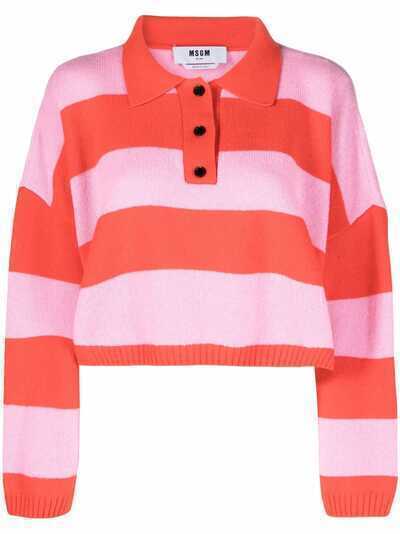 MSGM cropped striped-knit jumper