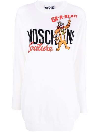 Moschino платье вязки интарсия с логотипом