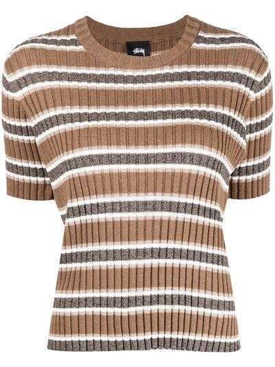 Stussy ribbed striped knit top