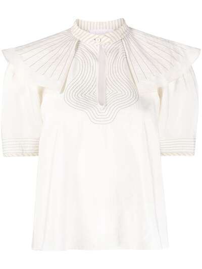 Chloé блузка с оборками и декоративной строчкой