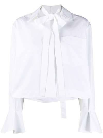 Valentino блузка с оборками на рукавах и завязками на воротнике