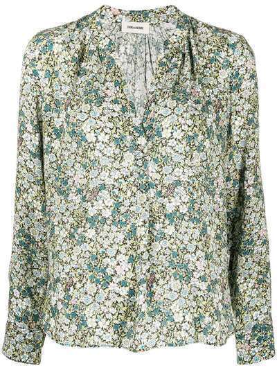 Zadig&Voltaire блузка с цветочным принтом и V-образным вырезом