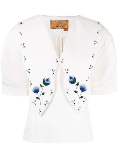 ANOUKI блузка с цветочной вышивкой