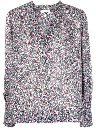 GANNI блузка с цветочным принтом