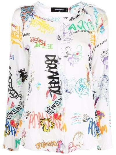 Dsquared2 блузка с длинными рукавами и принтом граффити