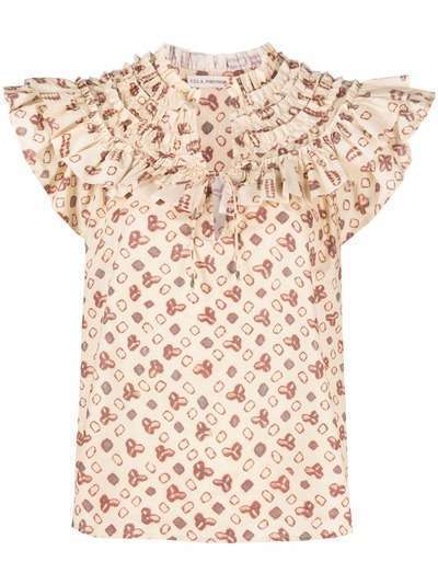Ulla Johnson блузка Solina с графичным принтом и оборками