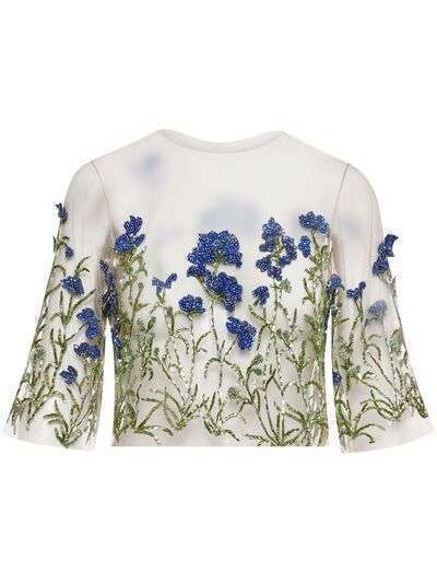 Oscar de la Renta блузка с цветочной аппликацией