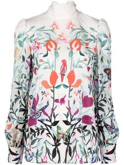 Valentino шелковая блузка с цветочным принтом