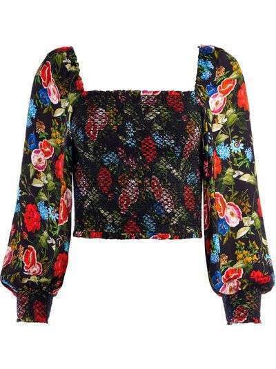 Alice+Olivia Cooper floral-print smocked blouse