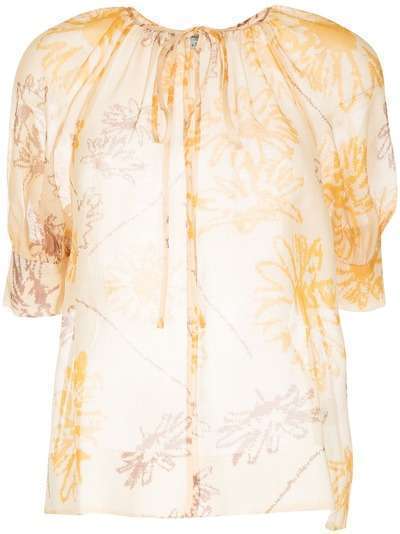 Lee Mathews блузка с объемными рукавами и цветочным принтом