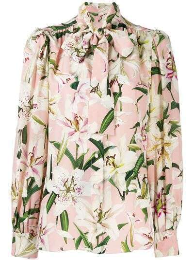 Dolce & Gabbana блузка с цветочным принтом и завязками