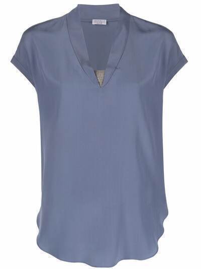 Brunello Cucinelli cap-sleeves silk top